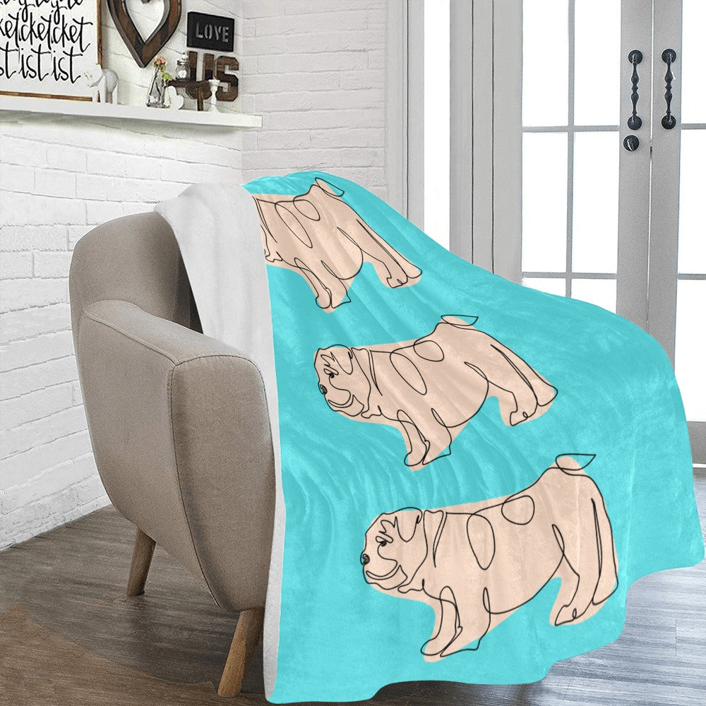 Blue English Bulldog Blanket