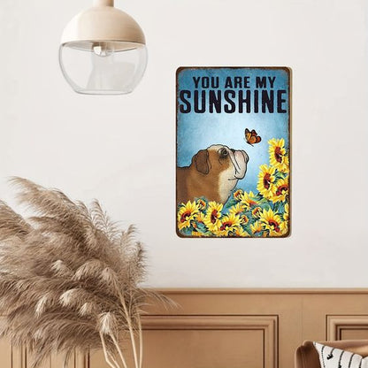 Sunflowers and English Bulldog Wall Art