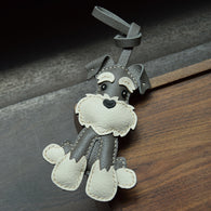 Gray & White Schnauzer Leather Pendant