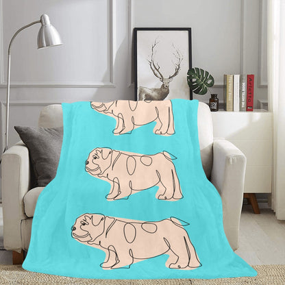 Blue English Bulldog Blanket