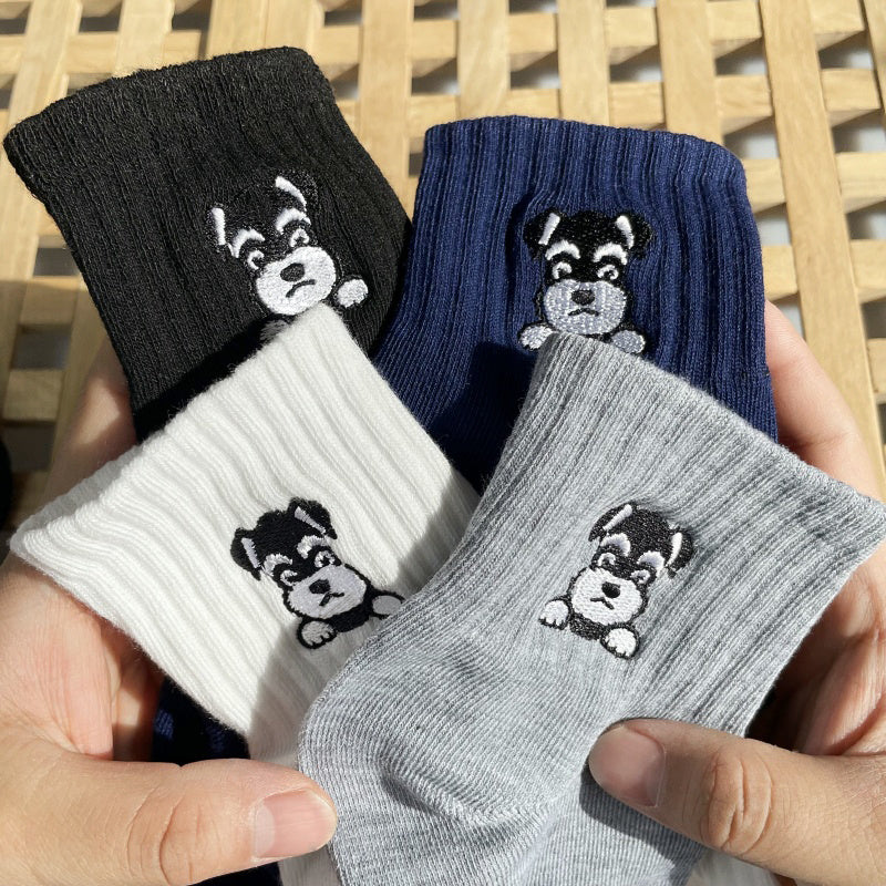 Embroidered Schnauzer Socks