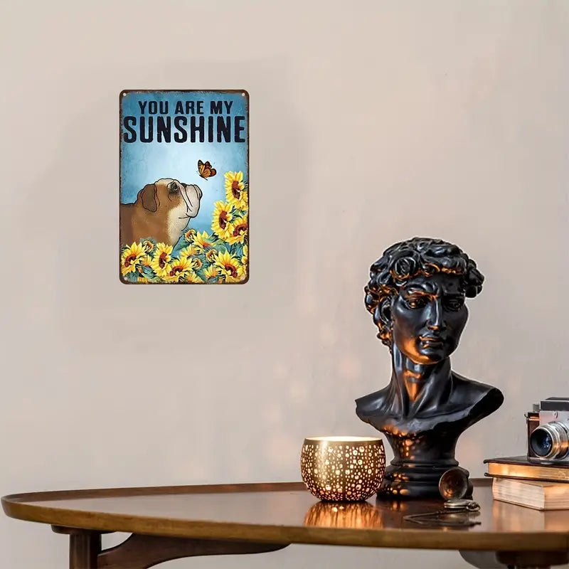 Sunflowers and English Bulldog Wall Art