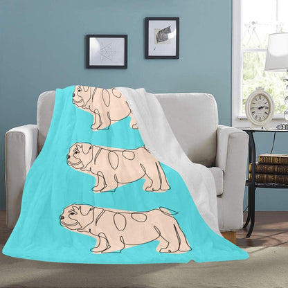 Blue English Bulldog Blanket