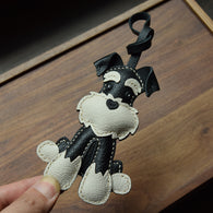 Black & White Schnauzer Leather Pendant