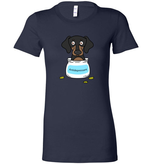 Antidepressant Dachshund Premium Fitted Lady T-shirt