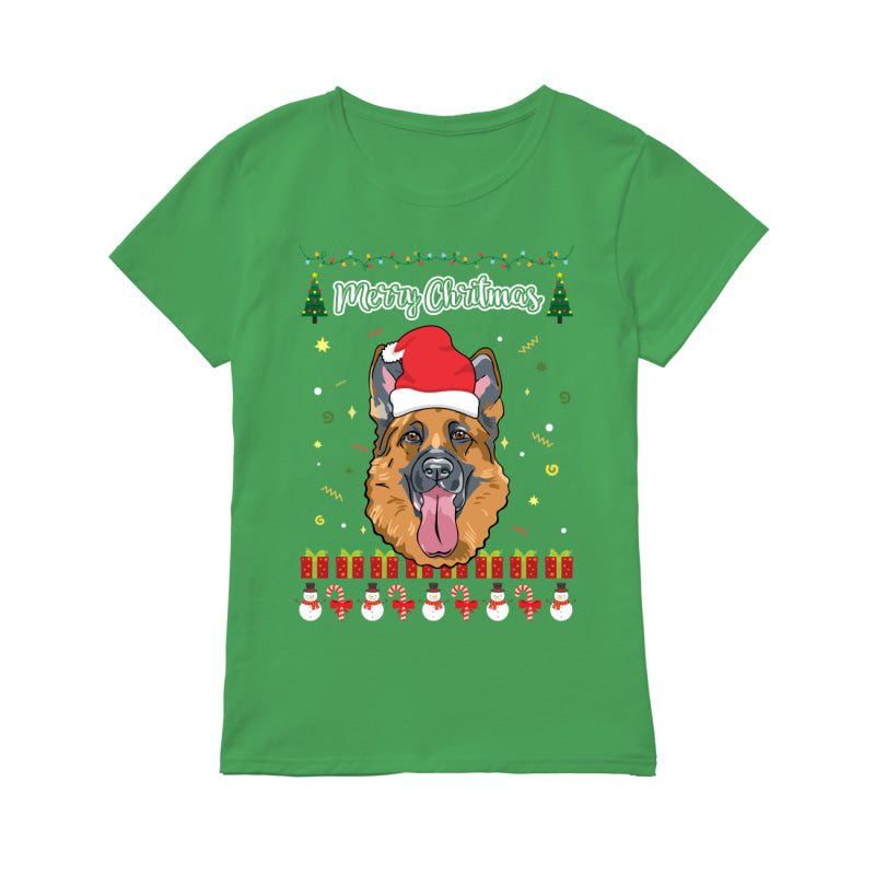 Merry Christmas German Shepherd - Premium Women's T-shirt