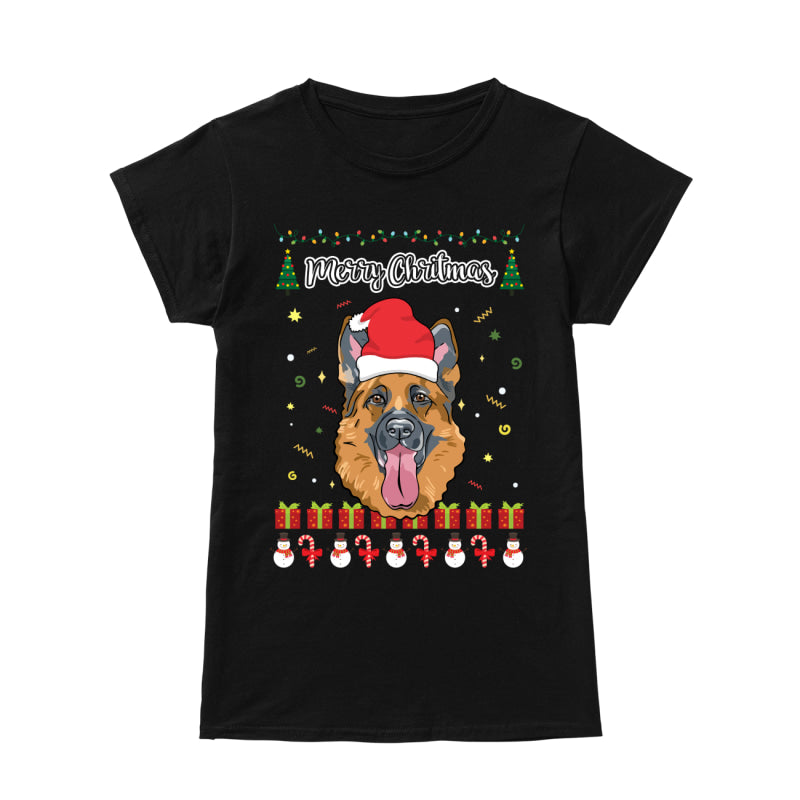 Merry Christmas German Shepherd - Premium Women's T-shirt