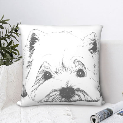 Minimalistic Westie Cushion Cover