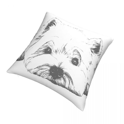 Minimalistic Westie Cushion Cover