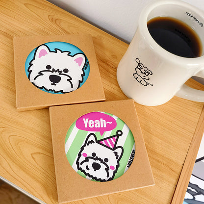 Ceramic Schnauzer Coaster Set