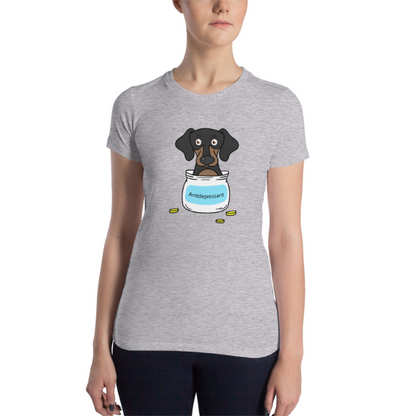 Antidepressant Dachshund Premium Fitted Lady T-shirt