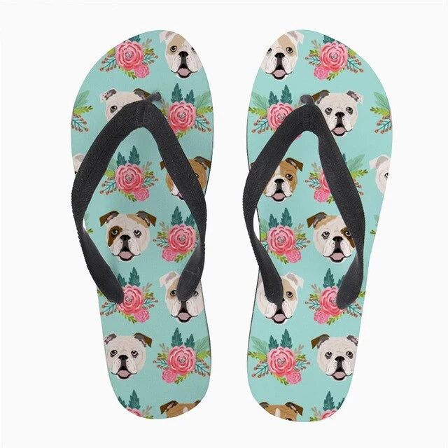 English Bulldog Flip Flops Slippers