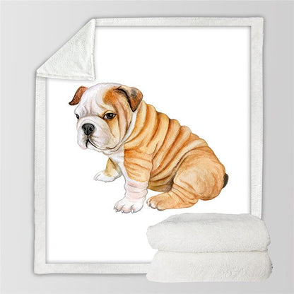 English Bulldog Puppy Sherpa Blanket