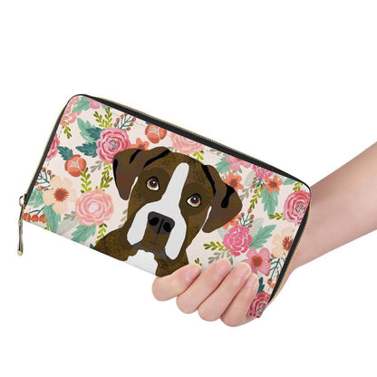 Boxer Dog And Flowers Wallet