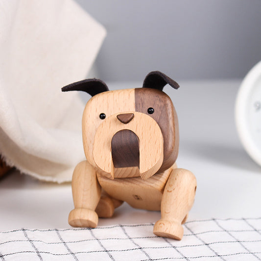 Wooden Bulldog Figurine