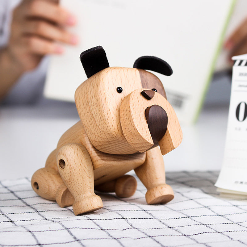 Wooden Bulldog Figurine