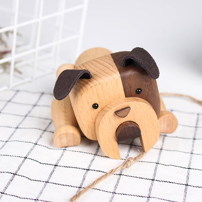 Wooden Bulldog Figurine