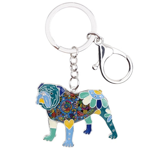 Spring Bloom Bulldog Keychain