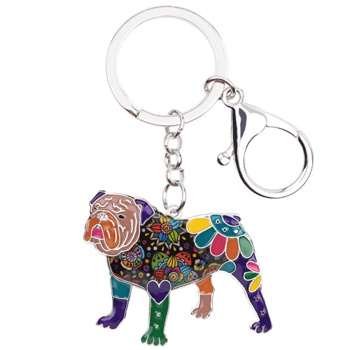 Spring Bloom Bulldog Keychain