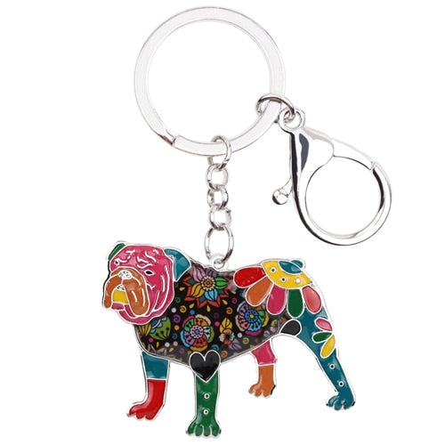 Spring Bloom English Bulldog Keychain