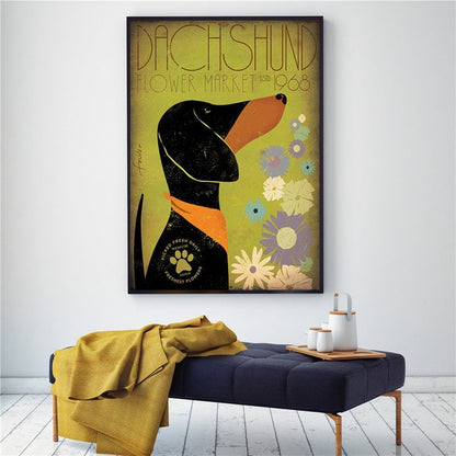 Dachsund Vintage Canvas Poster