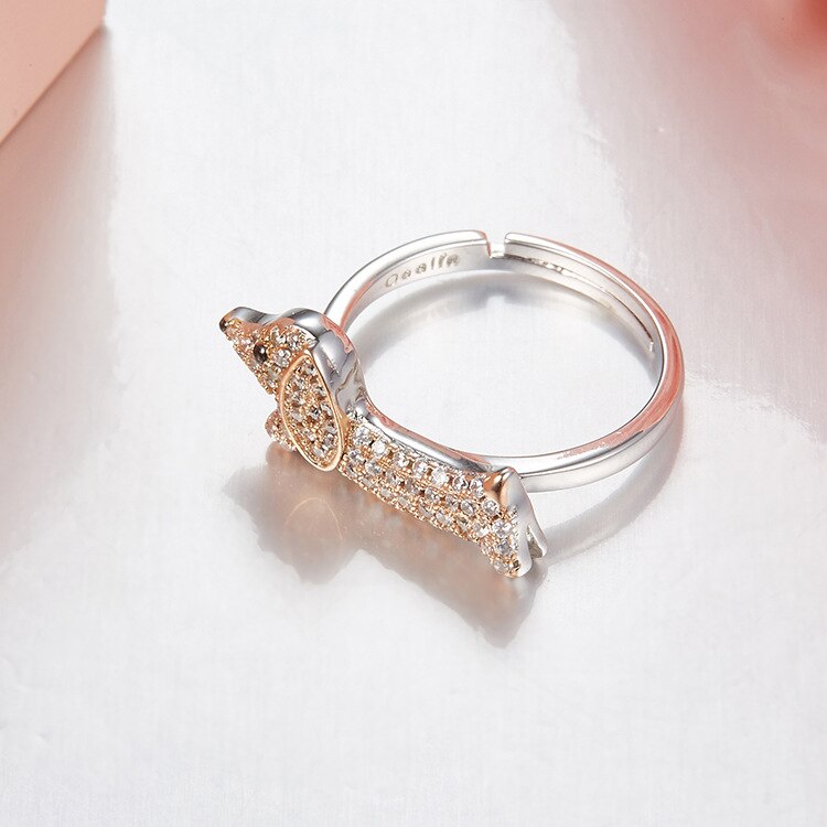 Riri 925 Sterling Silver Dachshund Ring