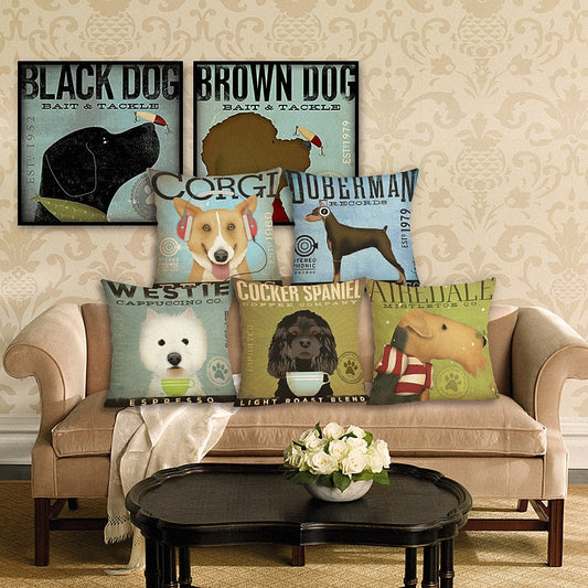 Retro Dog Pillow Cases