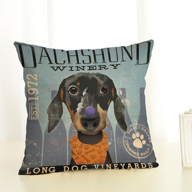 Retro Dog Pillow Cases